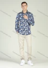 Wholesale Men's Casual Button Down Long Sleeve Allover Print Shirt - Liuhuamall