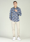 Wholesale Men's Casual Button Down Long Sleeve Allover Print Shirt - Liuhuamall