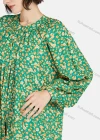 Wholesale Women's Elegant Crew Neck Lantern Sleeve Ruched Floral Print Dress - Liuhuamall