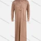 Wholesale Men's Modest Pakistani Stand Collar Plaid Print Button Front Patch Pocket Middle East Ramadan Muslim Arabic Robe Copper Clothing Wholesale Market Liuhua