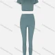 Wholesale Women's Sporty Quick Dry Short Sleeve Top & Patch Pockets Leggings Set 9989# Blue Clothing Wholesale Market Liuhua