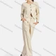 Wholesale Women's Casual Plain Button Front Leather Jacket & Pant 2-Piece Set 9166-1# Khaki Clothing Wholesale Market Liuhua