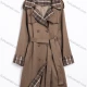 Wholesale Women's Casual Plaid Lapel Double-Breasted Belted Trench Coat Brown Clothing Wholesale Market Liuhua
