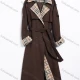 Wholesale Women's Casual Plaid Lapel Double-Breasted Belted Trench Coat Coffee Clothing Wholesale Market Liuhua