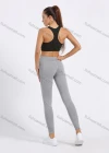 Wholesale Women's Sporty High Waist Plain Topstitch Sewing Mesh Pocket Workout Leggings - Liuhuamall