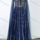 Wholesale Women's Fashion V Neck Rhinestone Sheer Lace Glitter Extra Long Sleeve Maxi Evening Dress A69# Dark Blue Clothing Wholesale Market Liuhua