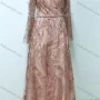 Wholesale Women's Elegant Crew Neck Sequin Beaded Rhinestone Sheer Lace Glitter Long Sleeve Evening Dress F-11# preview