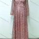 Wholesale Women's Elegant V Neck Sheer Lace Sequin Glitter Long Sleeve Maxi Evening Dress LH801# Pink Wholesale Clothing Market & Suppliers -LIUHUAMALL