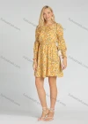 Wholesale Women's Casual Ditsy Floral Tie Neck Bishop Sleeve High Waist Short Dress - Liuhuamall