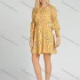 Wholesale Women's Casual Ditsy Floral Tie Neck Bishop Sleeve High Waist Short Dress preview
