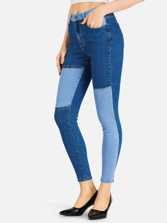 Women's Casual Slim Fit Stiching Color Zipper Fly Denim Jeans, Clothing Wholesale Market -LIUHUA, Jeans%20%26%20Denim