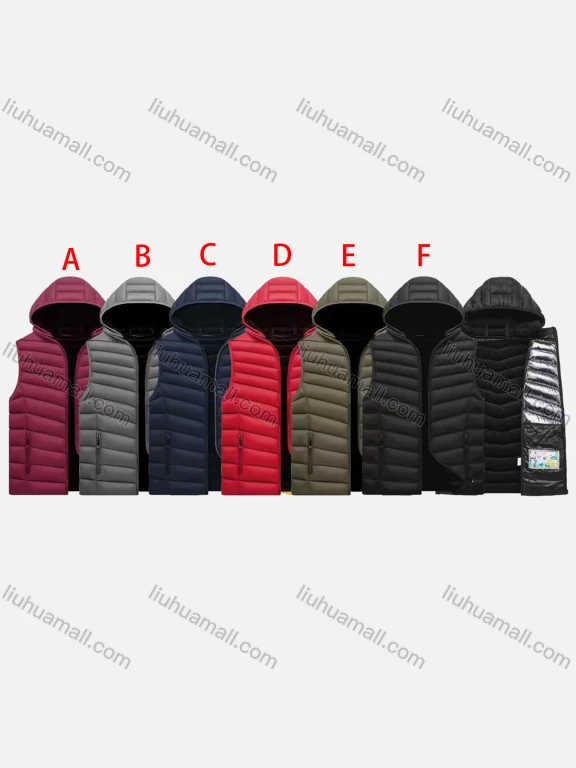 Wholesale Men's Plus Size Hooded Zipper Pockets Thermal Lined Casual Puffer Vest Jacket 383B#