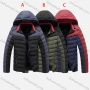 Wholesale Men's Casual Colorblock Hooded Zipper Pockets Thermal Lined Puffer Jacket 2077# preview