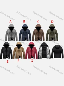 Wholesale Men's Casual Plain Hooded Zipper Pockets Thermal Lined Puffer Jacket 2389A#, LIUHUA CLOTHING WHOLESALE