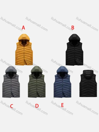 Wholesale Men's Casual Hooded Zipper Pockets Thermal Lined Puffer Vest Jacket 2391#