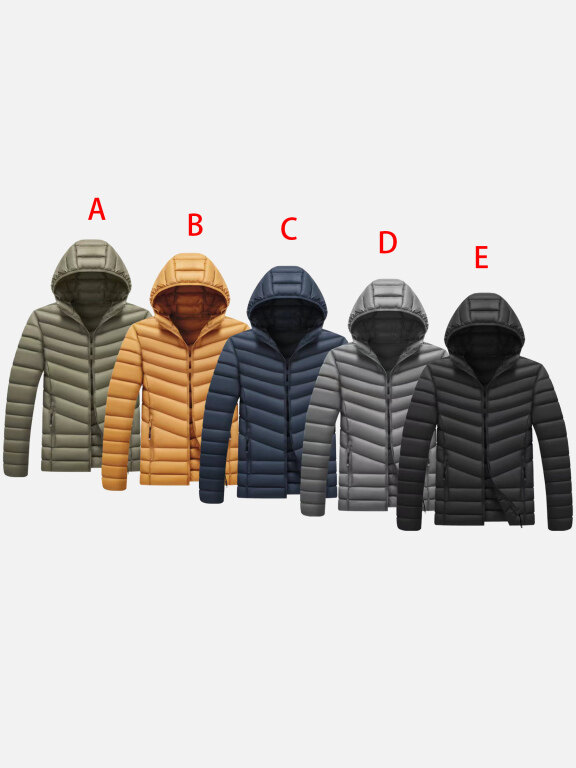 Men's Casual Hooded Zipper Pockets Thermal Lined Puffer Jacket 3270#, Clothing Wholesale Market -LIUHUA, MEN, Coats