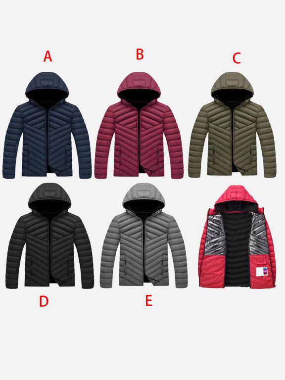 Men's Casual Hooded Zipper Pockets Thermal Lined Puffer Jacket 3357A#, Clothing Wholesale Market -LIUHUA, MEN, Coats
