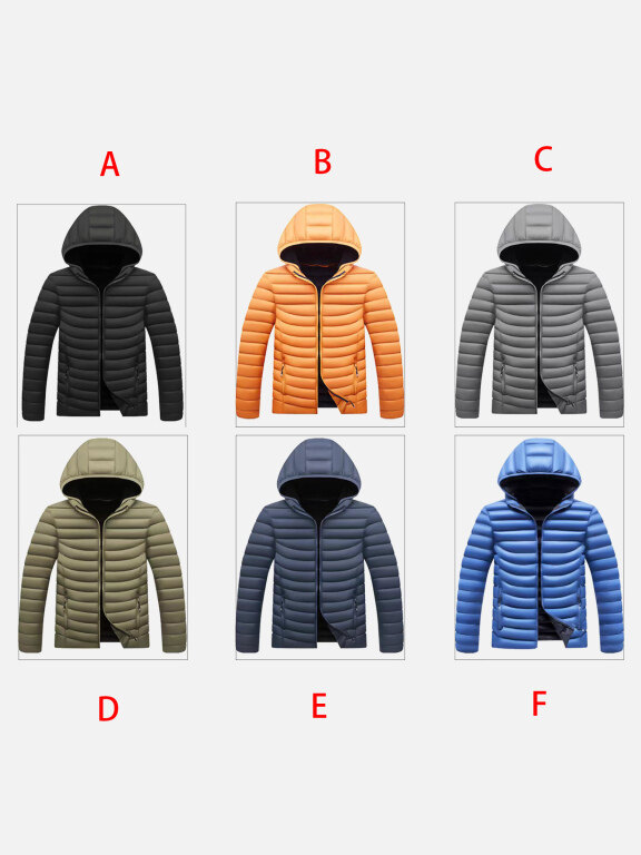 Men's Casual Hooded Zipper Pockets Thermal Lined Puffer Jacket 3377A#, Clothing Wholesale Market -LIUHUA, MEN, Coats