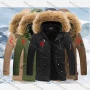 Wholesale Men's Casual Fuzzy Hooded Zipper Pockets Thermal Lined Parka Jacket 8827# preview