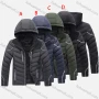 Wholesale Men's Casual Striped Hooded Zipper Pockets Thermal Lined Puffer Jacket 12888# preview