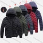 Wholesale Men's Casual Plain Hooded Zipper Pockets Thermal Lined Puffer Jacket 13888# preview