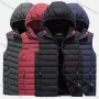 Wholesale Men's Casual Plain Hooded Zipper Pockets Thermal Lined Puffer Vest Jacket 38222# preview