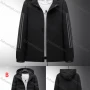 Wholesale Men's Plus Size Casual Striped Hooded Zipper Pockets Thermal Lined Puffer Jacket A2026# preview