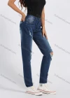 Wholesale Women's Fashion Ripped Distressed Patch Pocket High Waist Wash Slim Fit Jeans - Liuhuamall