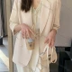 Wholesale Women's Plain Lapel Long Sleeve Double Breasted Suit Jacket Ivory Clothing Wholesale Market Liuhua