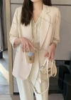 Wholesale Women's Plain Lapel Long Sleeve Double Breasted Suit Jacket - Liuhuamall