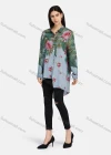 Wholesale Women's Collar Long Sleeve Button Down Buckle Strap Cuff Plant & Floral Print Asymmetrical Hem Tunic - Liuhuamall