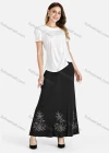 Wholesale Women's Casual Short Sleeve Pearl Decro Top & A Line Long Skirt Set - Liuhuamall