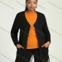 Wholesale Women's Casual Dual Pockets Long Sleeve Fringe Trim Cardigan preview