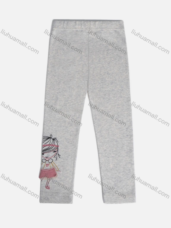 Wholesale Girls' Casual Cartoon Embroidery Graphic Elastic Waist Pants