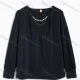Wholesale Women's Elegant Pearl-Embellished V-Neck Long Sleeve Blouse Black Clothing Wholesale Market Liuhua