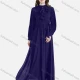 Wholesale Women's Elegant Chiffon Plain Round Neck Ruffle Trim Lace Up Pleated Maxi Dress 12# Clothing Wholesale Market Liuhua