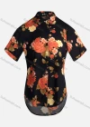 Wholesale Women's Vintage Short Sleeve Floral Pattern Collared Button Down Shirt 23058# - Liuhuamall