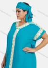 Wholesale Women's African Short Sleeve Plus Size Gold Thread Embroidery Maxi Kaftan Dress With Turban XH-409# - Liuhuamall
