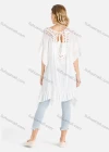 Wholesale Women's Plain Crochet Panel Tie Back V-Neck Drop Shoulder Cover Up - Liuhuamall