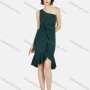 Wholesale Women's Fashion One Shoulder Sleeveless Twist Ruffle High Low Hem Plain Knee Length Evening Dress preview