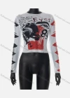 Wholesale Women's Casual Graffiti Allover Print Round Neck Long Sleeve Blouse Q21TP726# - Liuhuamall