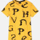 Men's Casual Short Sleeve Artistic Letter Print T-shirts Yellow Clothing Wholesale Market -LIUHUA