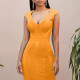 Women's Casual Plain Deep V Neck Sleeveless Bodycon Knee Length Tank Dress T3780# Clothing Wholesale Market -LIUHUA