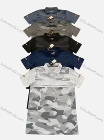 Wholesale Men's Quick Dry Workout Camo Print Splicing Short Sleeve Round Neck Sports Polo P65#, LIUHUA CLOTHING WHOLESALE