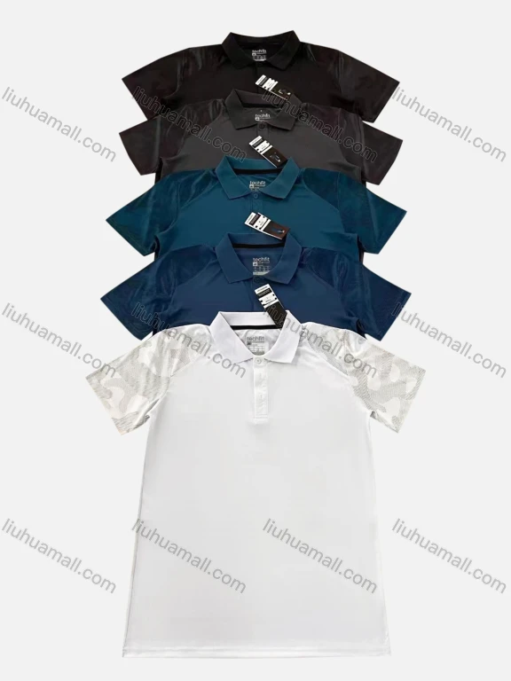 Wholesale Men's Quick Dry Workout Camo Print Splicing Short Sleeve Round Neck Sports Polo P66#