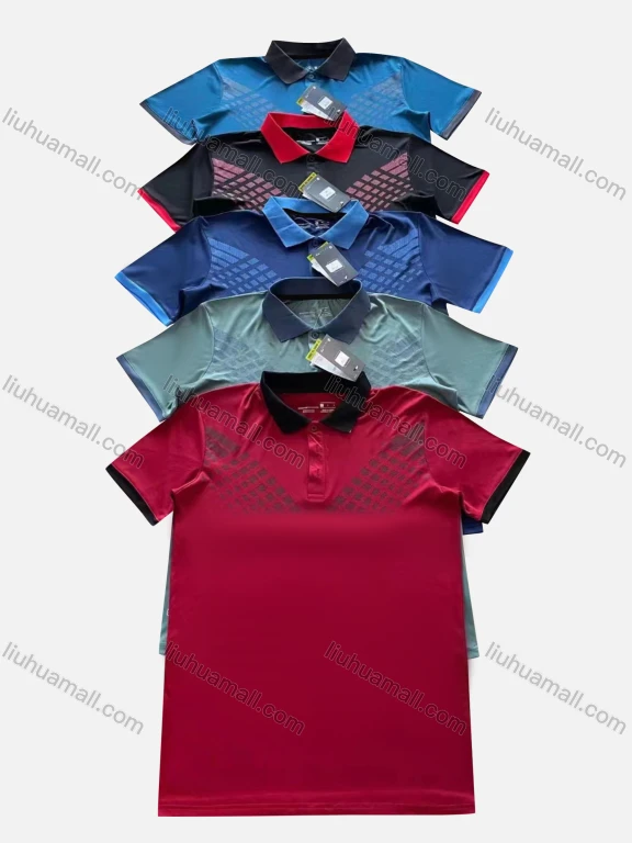 Wholesale Men's Quick Dry Workout Contrast Color Short Sleeve Sports Polo Shirt P74#