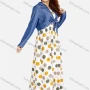 Wholesale Women's Casual Polka Dot Maxi Dress & Plain Long Sleeve Crop Tie Front Cardigan 2 Piece Set preview