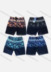 Wholesale Men's Tropical Plants Print Striped Colorblock Drawstring Shorts F5527# - Liuhuamall