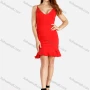 Wholesale Women's Plain Deep V-Neck Tied Ruffle Hem Cami Dress preview