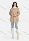 Wholesale Women's Plain Casual High Neck Long Sleeve Sweater Tops & Round Neck Cable Knit Long Sleeve Sweater Tunics 2 Piece Set - Liuhuamall